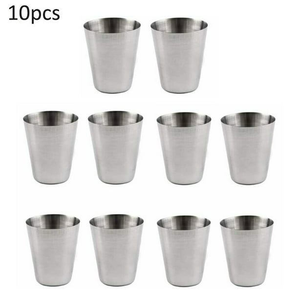 10PCS 16 Ounce Stainless Steel Small Drinking Cup Beer Wine Glass Set Of 10